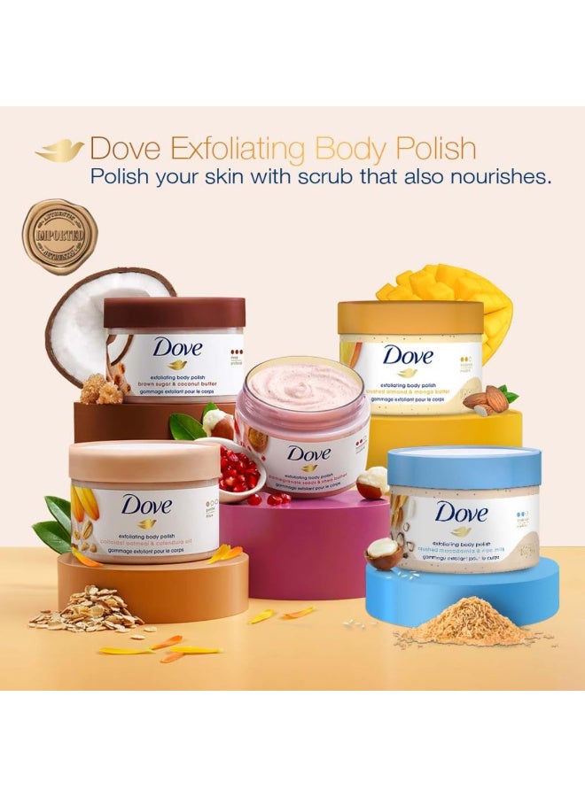 Dove Exfoliating Body Polish Scrub for Silky Skin Oatmeal & Calendula Oil Body Scrub Exfoliates & Gives Lasting Nourishment 10.5 oz - Image 2